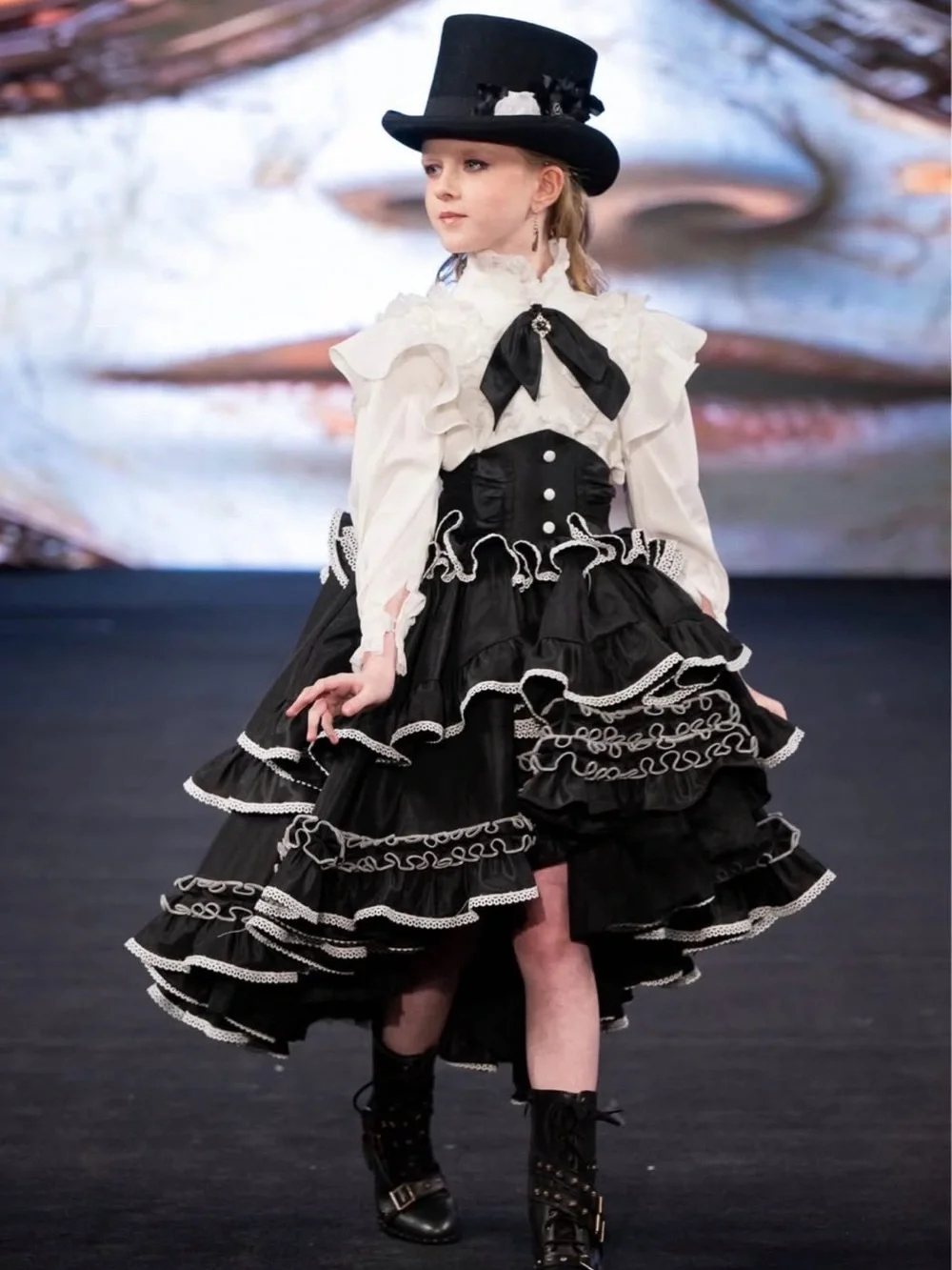 Victorian-Inspired Black & White Steampunk Costume / Gown